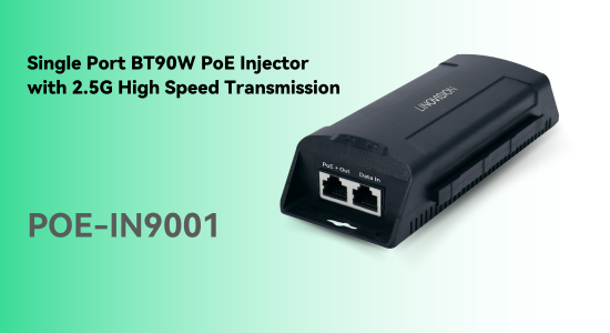 Single Port BT90W PoE Injector with 2.5G Super High Speed Transmission