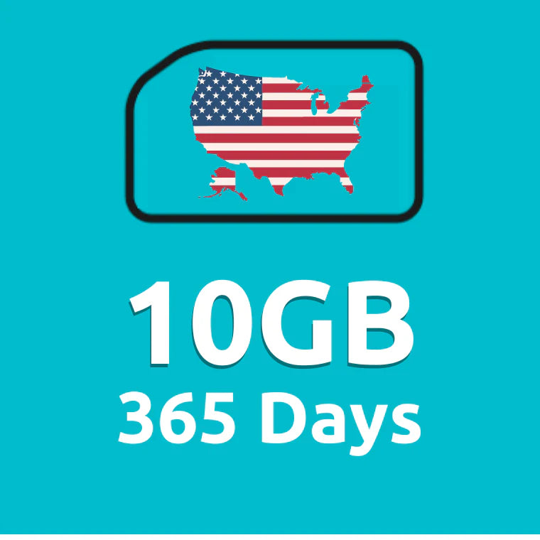 10GB 365 Days High Speed Cellular Data Plan for USA