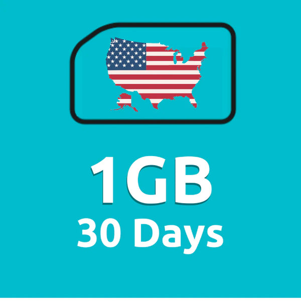 1GB 30 Days High Speed Cellular Data Plan for USA