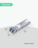 1.25G SFP Module Transceiver, Dual LC Fiber, 1000Base-LX, 1310nm SMF