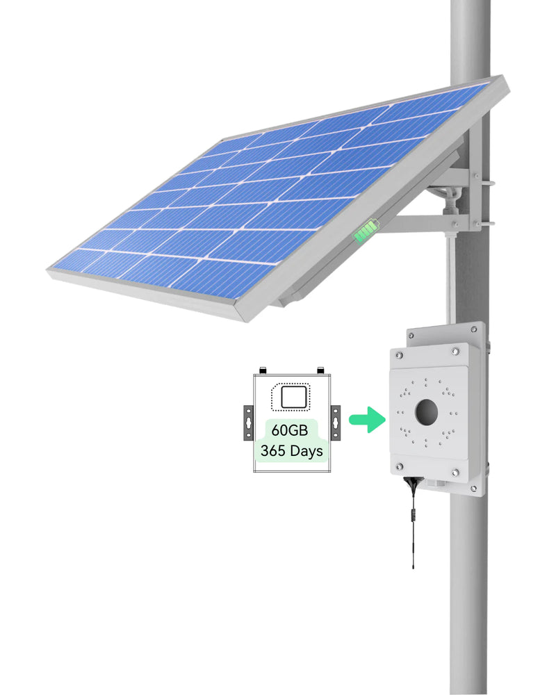 (GO SOLO vSIM60G) 4-in-1 Smart Solar Power System with 60GB Cellular Connection for Security Cameras