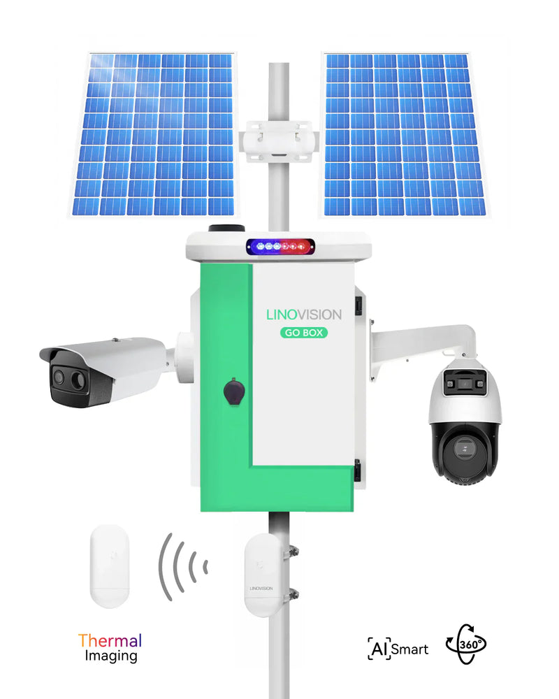 (GO BOX-V1200PU-PTZ-TH) Versatile Solar Powered Cameras System with Paired Wireless Bridge