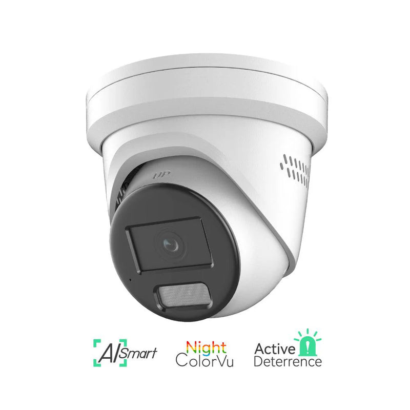 (IPC534AI-CSL) 4MP AI Smart Night ColorVu IP Turret Dome Camera support Active Deterrence with Strobe Light and Audio Alarm