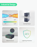 Industrial 8 Ports Full Gigabit PoE Switch with Remote PoE Ports Management