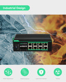 Industrial 8 Ports Full Gigabit PoE Switch supports DC 9.5V ~ 57V Power Input