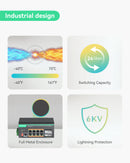 8 Ports L2+ Cloud Managed Full Gigabit BT PoE Switch, Max 480W PoE Power