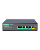 4 Ports Full Gigabit IEEE802.3af/at POE Switch with 1 GE and 1 SFP Uplink, 65W POE Budget
