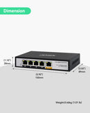 4 Port Gigabit POE Extender with 60W POE Input, 1 in 4 Out POE Repeater