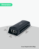 Single Port BT90W PoE Injector with 2.5G Super High Speed Transmission