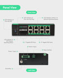 Industrial 8 Ports Full Gigabit PoE Switch supports DC 9.5V ~ 57V Power Input