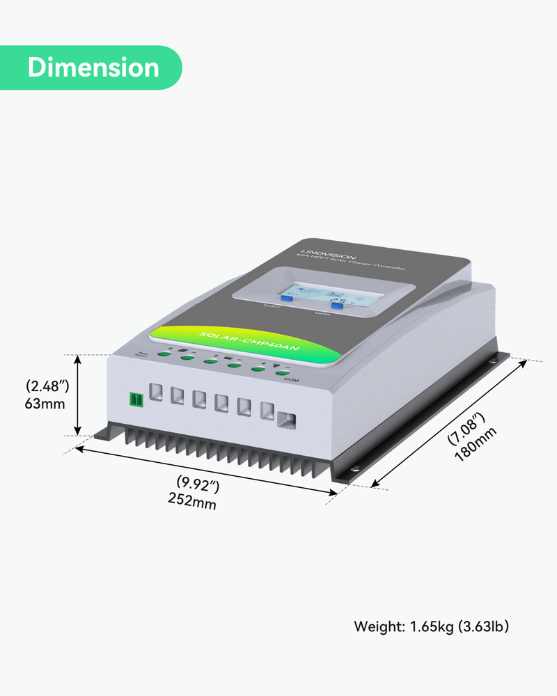 12V/24V 40A MPPT Solar Charge Controller with RS485 Remote Control and Cloud Access for Solar CCTV Trailer, RV, Solar Powered Camera System, etc.