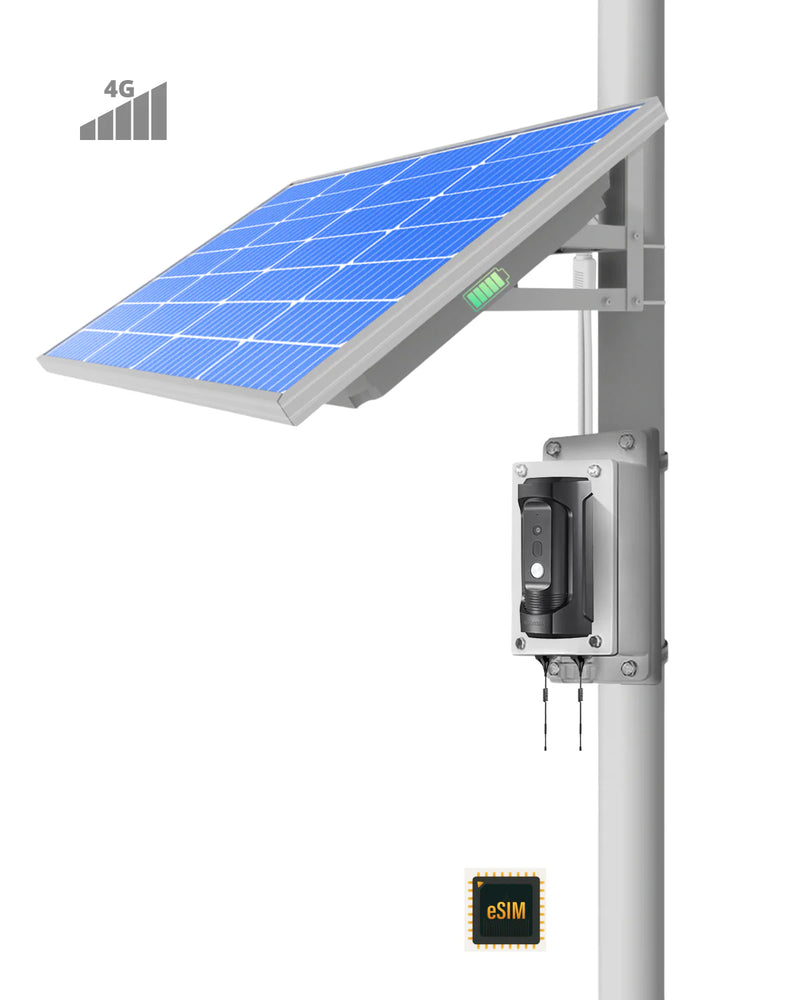 (GO SOLO DoorBell vSIM) Commercial Solar Power Camera KIT with vSIM Data Plan