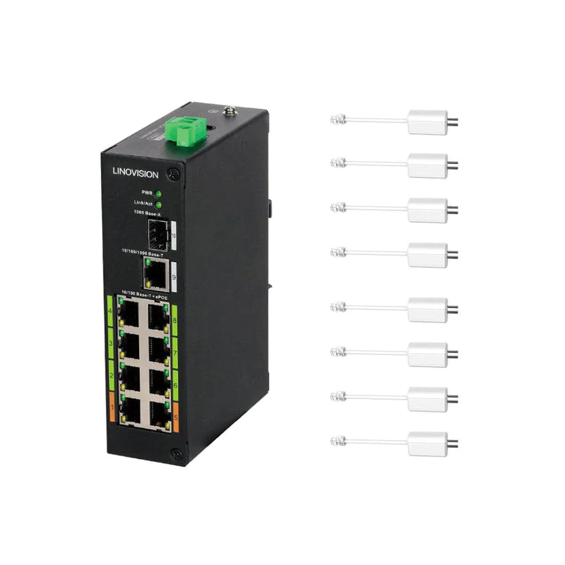 IP LAN and Analog Over Coax Transceiver Extender in Black