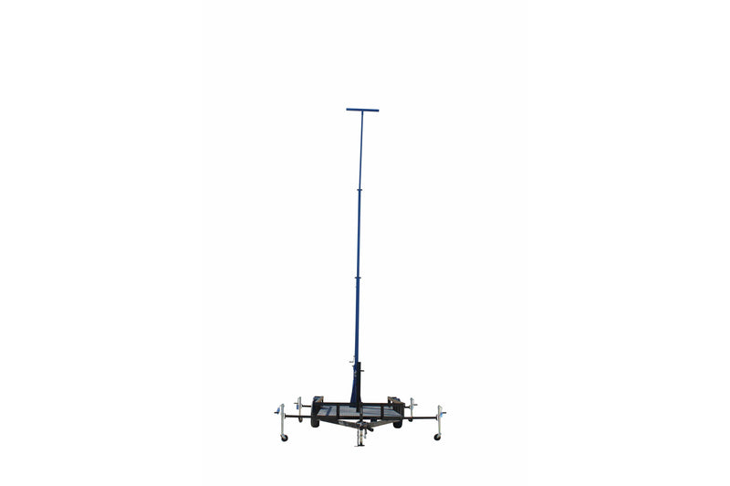 20' Three Stage Light Mast on 10' Single Axle Trailer - 9' to 20' - Mount Lights, Cameras, Equipment