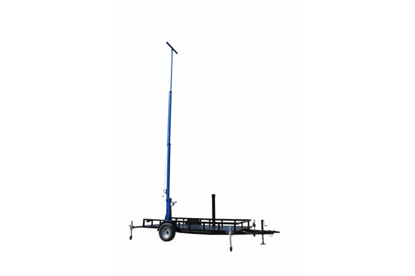 25' 3-Stage Light Mast on 12' Tandem Axle Trailer - Extends up to 25 Feet - Mount LED, HID, Halogen